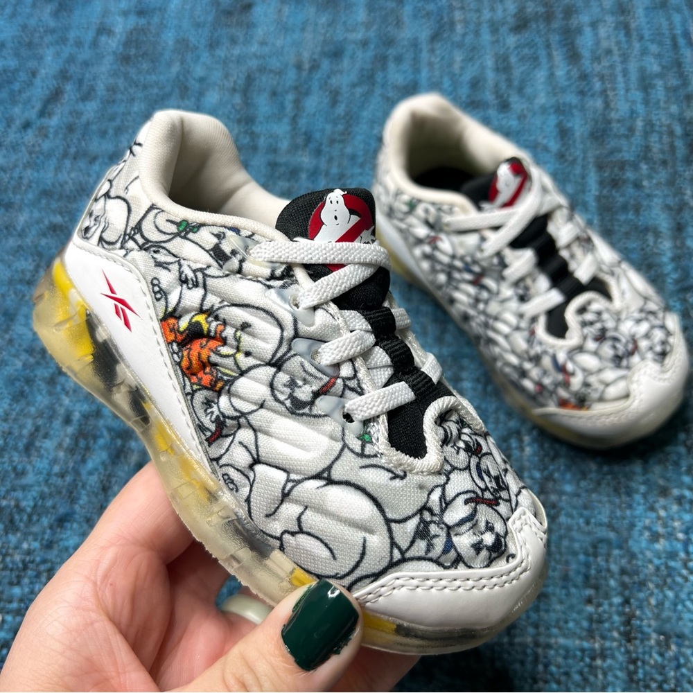 Reebok x Ghost Busters Toddler Zig Kinetic Flames Sneakers Size 5 White Black
